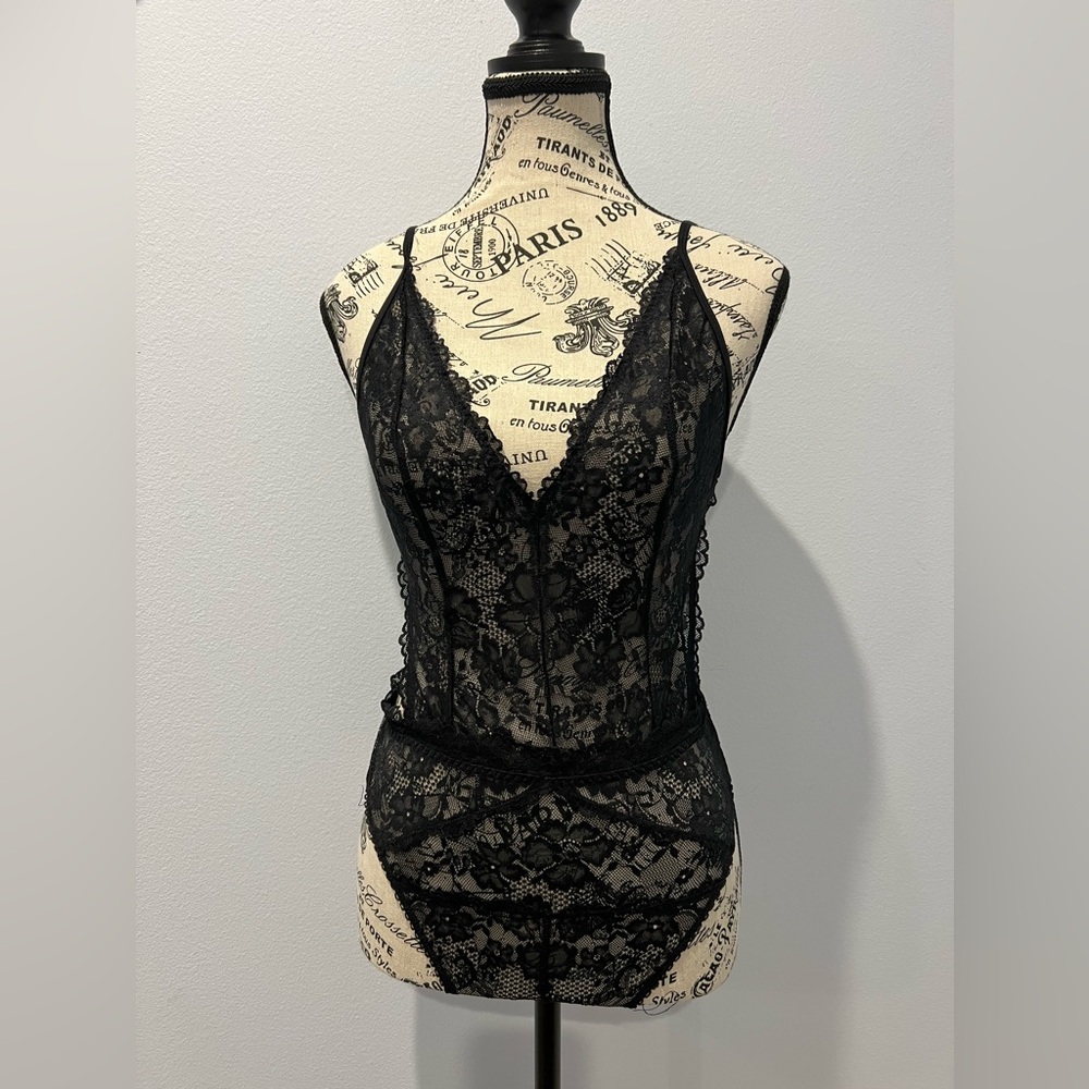 Savage X Fenty Deep Plunge Cut Out Lace Body Suit